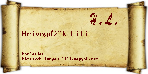 Hrivnyák Lili névjegykártya